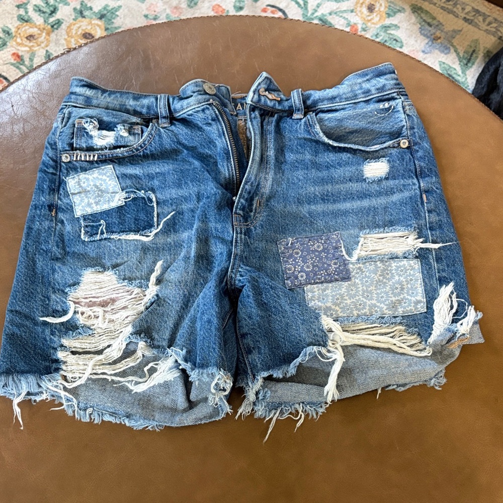 American Eagle patchwork highest rise baggy short - image 1